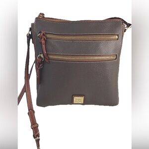Dooney & Bourke Pebble Grain& Taupe/ Tan  Leather Crossbody Bag Pristine